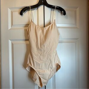 Capezio Camisole Foundation Leotard - Beige Nude Bodysuit with Clear Straps